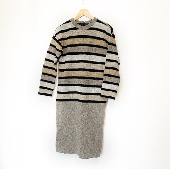 Helga | Vintage Sweater Striped Lined Midi Dress - Picture 2 of 9